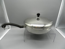 Vintage Farberware Stainless Steel Alum. Bottom 10" Skillet Fry Pan w/ Lid USA