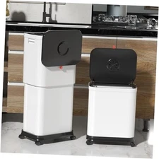 Kitchen Trash Can with Wheels,Adjustable Capacity 20L to 45L Rolling 45Liters