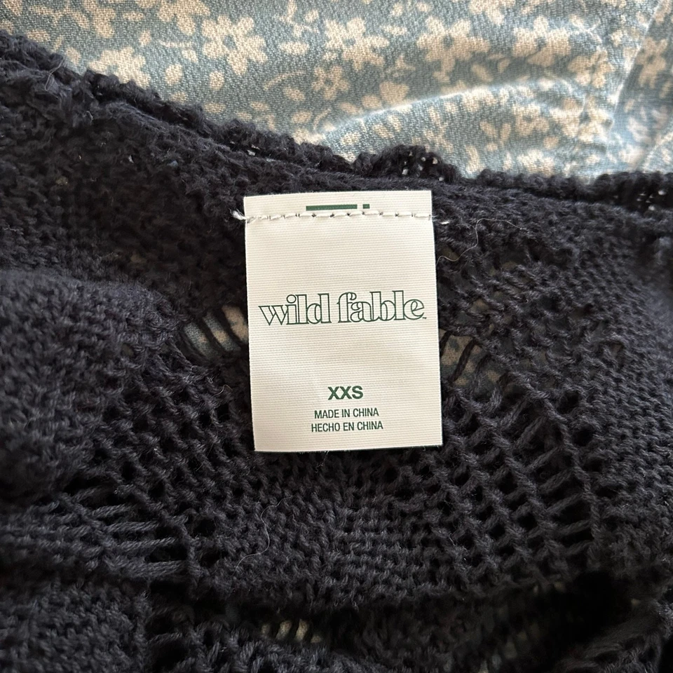 Mini Vestido Wild Fable Mujer Manga Larga Pointelle Gótico Bruja Negro Talla XXS Foto 4 de 4