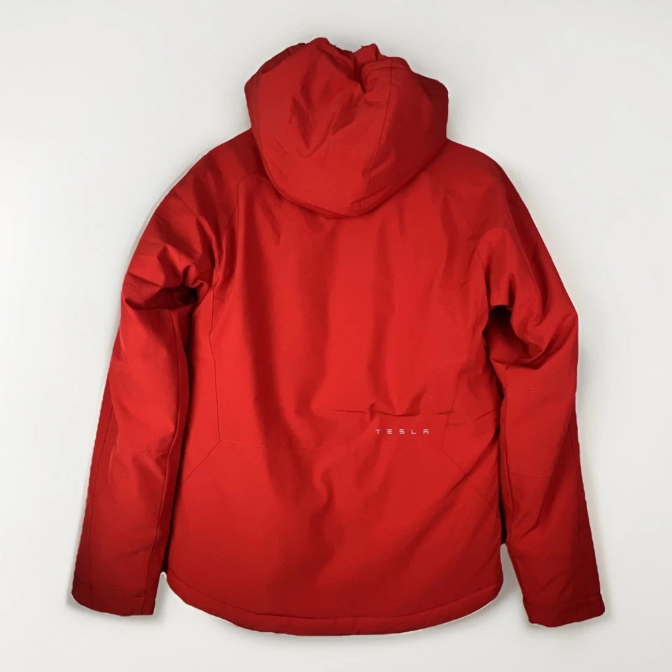 Tesla Corporate Heavy Puffer Jacket Coat Red Full Zip Limited Edition Size S - Image 2 of 4
