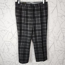 Day's VTG Black Plaid 80 Wool Pleated Front Straight Leg Trousers  Men's 40