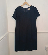 Bonmarche Womens Dress Blue Size UK 18 Embroidered Knee Length Lined Shift