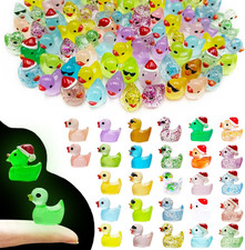 100 Pcs Mini Ducks Glitter Resin Ducks Tiny Small Plastic Ducks 5 Styles Bulk to