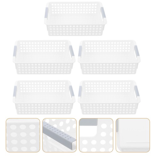 5 Pcs Rectangular Storage Frame Plastic Baskets for Shelves Small with Handle - Picture 11 of 12