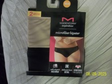 2 PR. MAIDENFORM INSPIRATIONS HIPSTER PANTIES W/LACE SIDES NIP BLACK  TAN SZ 6