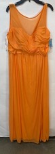 Davids Bridal Tangerine Long Illusion Mesh Bridesmaid Dress Size 16