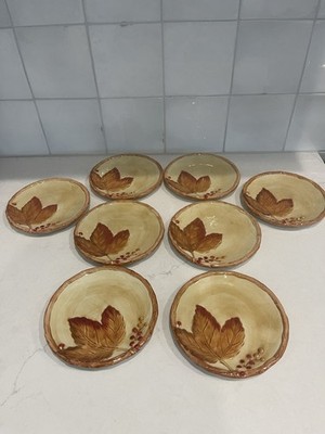 8 Fitz and Floyd  Harvest  Appetizer Dessert Plate 6  Textured Leaf Design Fall