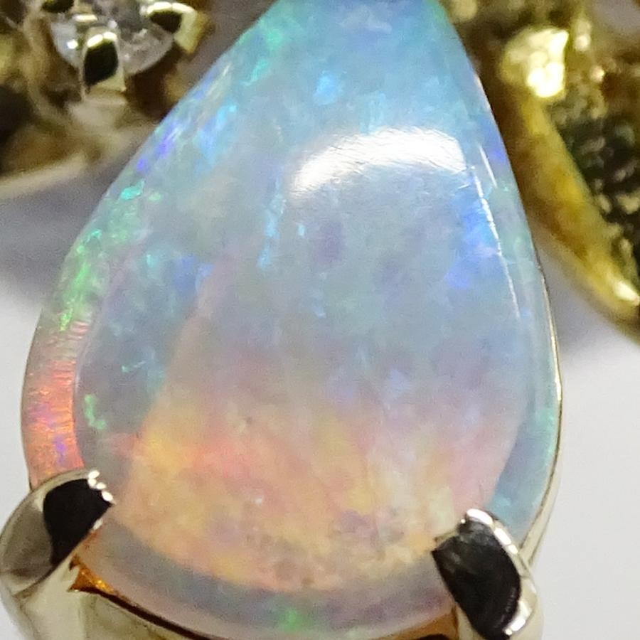 Vintage Givenchy Opal Blue Sapphire Diamond 18k Yellow Gold Pendant Necklace thumbnail 9