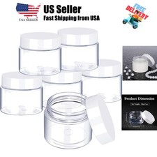 6 Pack 1 oz Plastic Jars Containers with Lids Wide-mouth Refillable Leakproof...