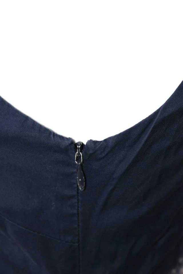 Vestido para mujer Rebecca Minkoff de algodón sin mangas bordado línea A azul marino talla 2 Foto 4 de 4