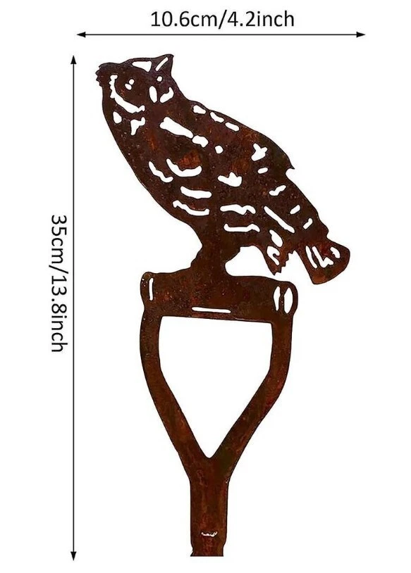 Rostige Eule Deko Edelrost Metall Vogel Stecker Gartendeko Rostoptik - Bild 2 von 3