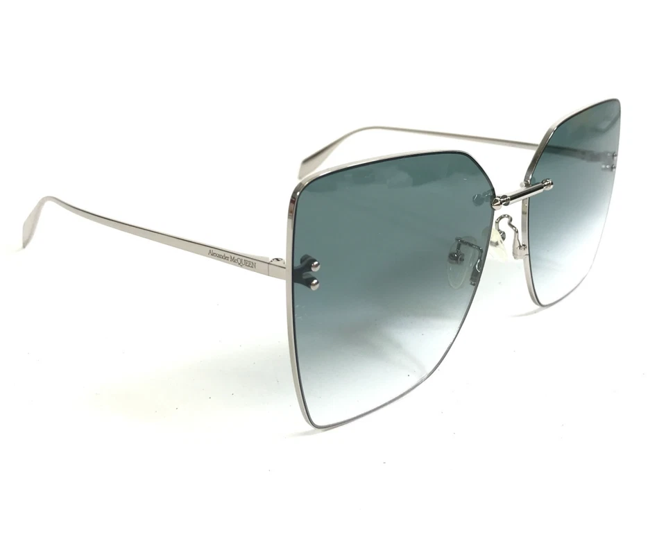 Alexander McQueen Sunglasses AM0342S 004 Silver Frames with Blue Gradient Lenses - Image 2 of 4