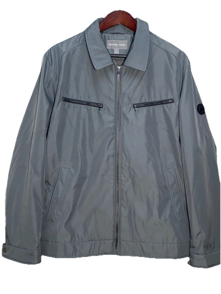 Chaqueta Abrigo Michael Kors Para Hombre Talla XL Gris Moto Utilidad Hipster Impermeable Foto 2 de 4