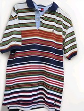90s Y2K Vintage Tommy Hilfiger Rugby Polo Shirt Men  s L Multicolor Stripe Crest