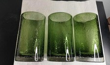 Vintage Dark Green Emerald Bubble Glass Tumbl...