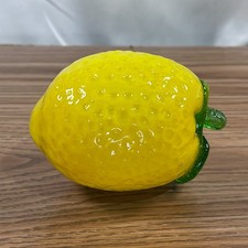 Glass Lemon Decor Realistic Fruit Accent Collectible Yellow Green