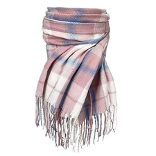 Winter Scarf for Women Cashmere Feel Plaid Warm Long Blanket Pink White
