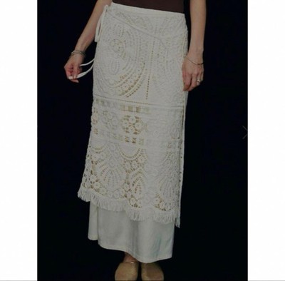 Ameri Vintage Crochet Knit Skirt MEDI Shell Motif S New Unworn