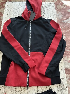 NEW Armani Exchange Zip up Hoodie & Pants Set Red With Black NEW Armani Exchange Zip up Hoodie & Pants Set Red With Black
