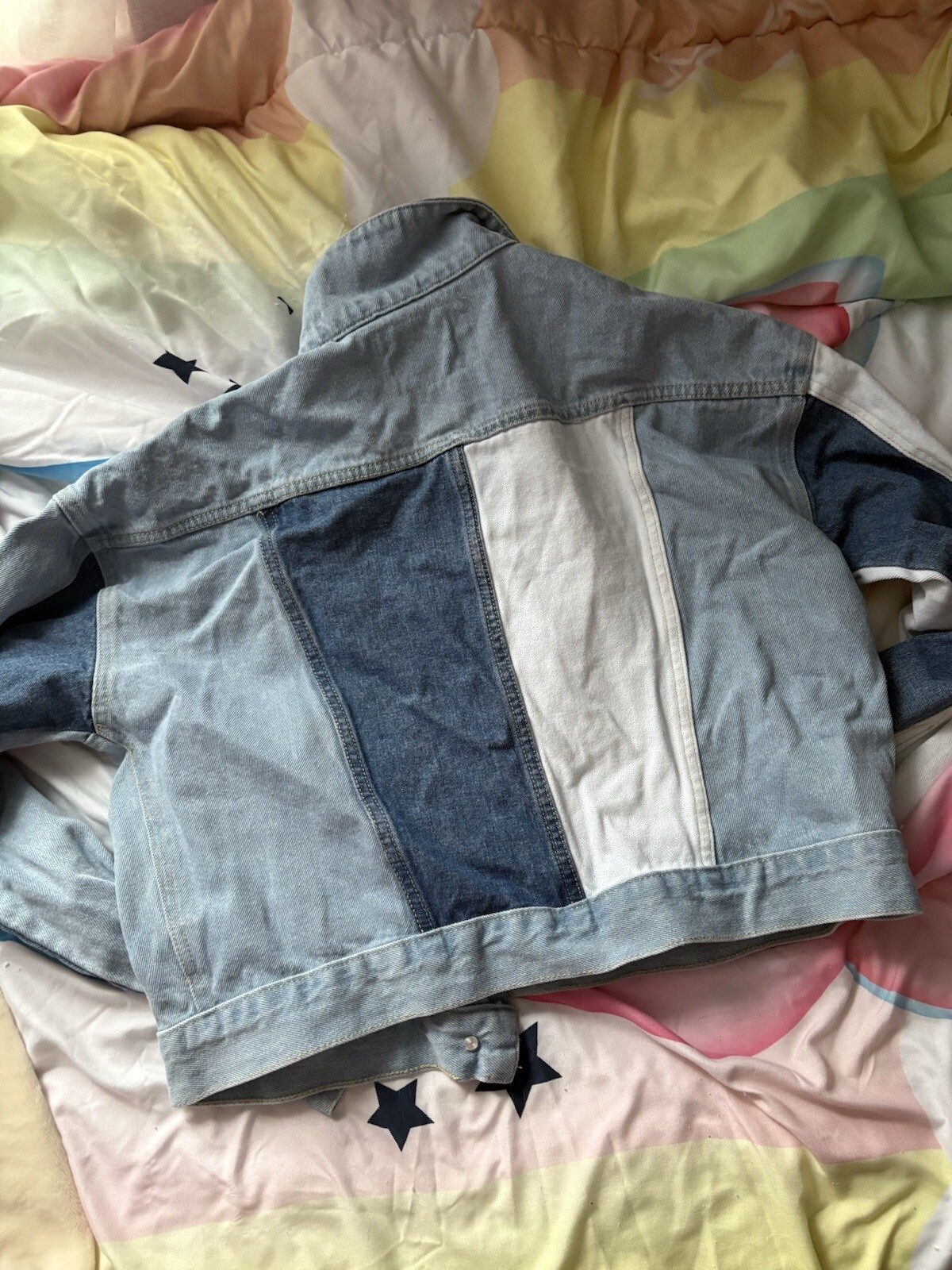 Refuge Denim Patchwork Jacket Size Large - image 3