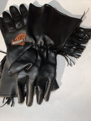 Vintage HARLEY DAVIDSON Leather Gloves 1994 Motorcycle Black With Sound Effects - Imagen 4 de 4
