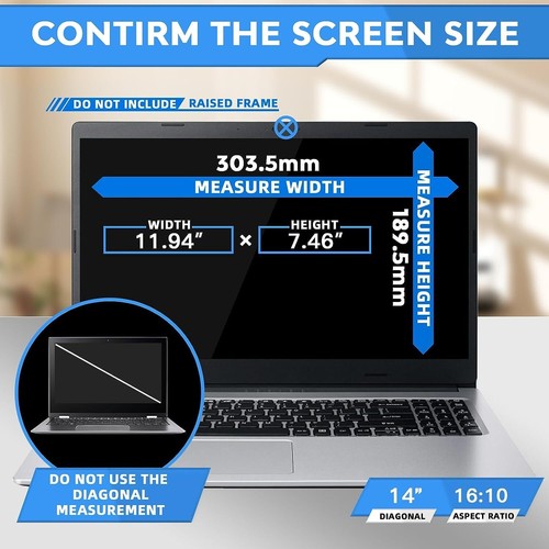 Filtro privacy schermo per computer portatile da 14 pollici per monitor wides... - Afbeelding 2 van 7