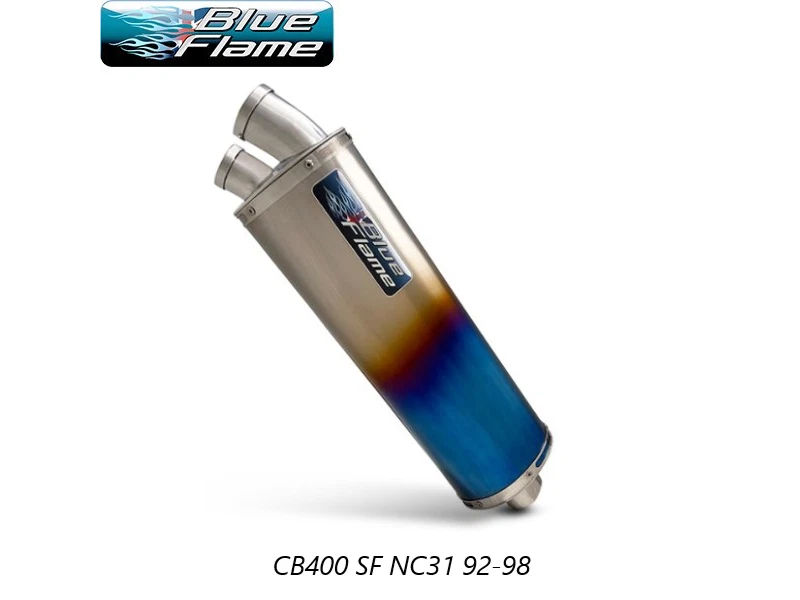 HONDA CB400 SF NC42 HYPER 07-15 BLUEFLAME COLOURED TITANIUM TWIN PORT  EXHAUST