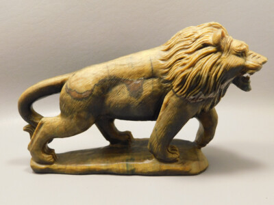 Lion Figurine Tiger-eye 7 Inch Hand Carved Gemstone Animal #O353