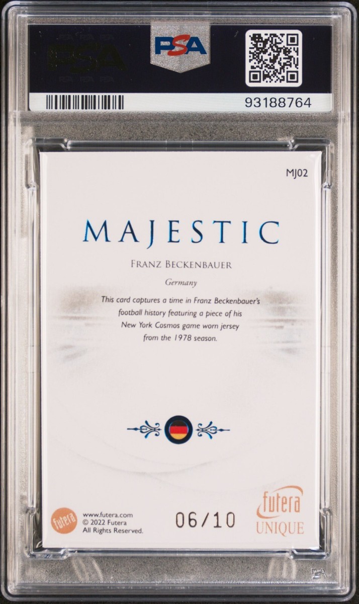 FRANZ BECKENBAUER PSA 9 2022 FUTERA FOOTBALL MAJESTIC RELICS