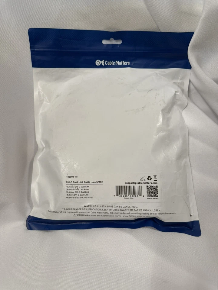 Cable Matters 15 Ft DVI-D Dual Link Cable - Male- New  - Image 2 of 3