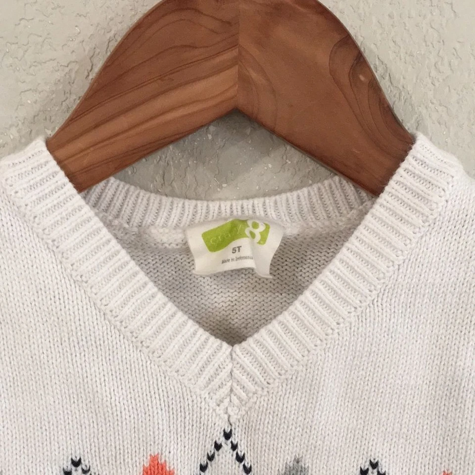 Crazy 8 мальчика 5T Argyle вязаный свитер жилет 100% хлопок зимние праздники - Изображение 3 из 4