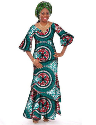 Custom Made African Skirt/Blouse, Medium, 100% Cotton