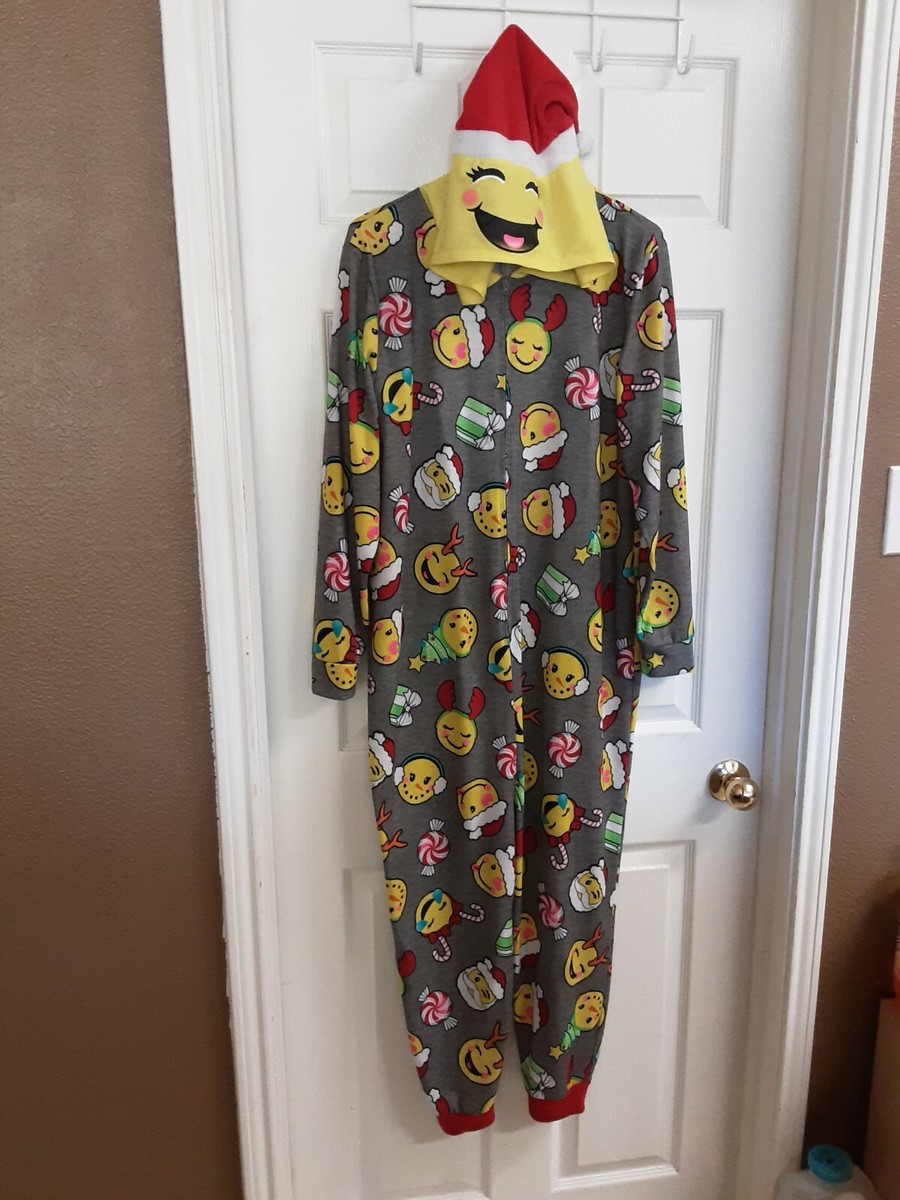 Justice Holiday Emoji One-Piece W/Hood Zips In Front Size 14-16 | eBay