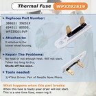 3387134 Cycling Thermostat, 3392519 Dryer Thermal Fuse, 3977393 Thermal Cut-Off