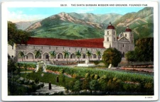 Postcard The Santa Barbara Mission and Grounds California USA North America
