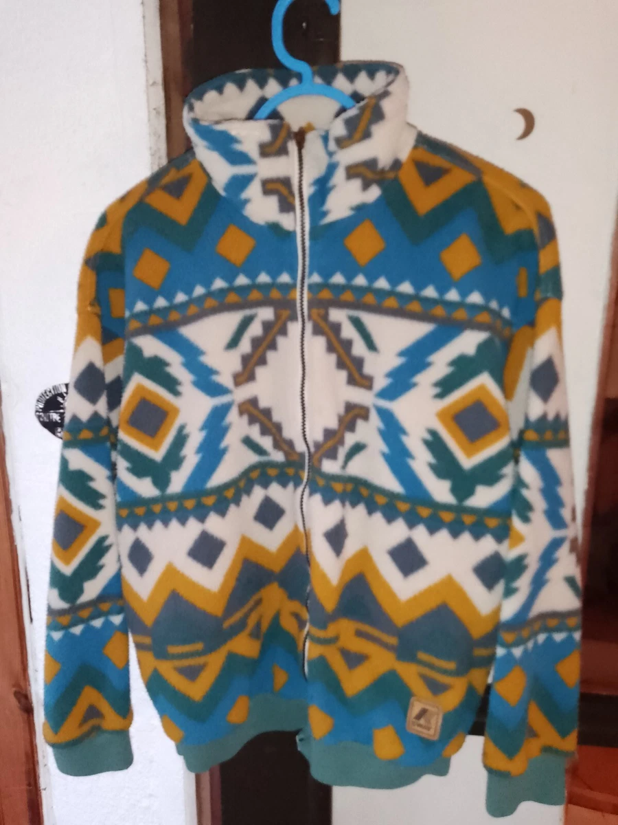 Veste Polaire Vintage K-Way Taille S - Motif Géométrique Multicolore, Occasion Très Bon état