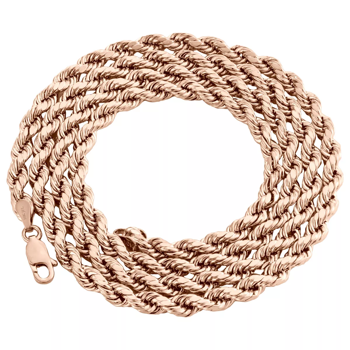 10K Rose Gold Diamond Cut Hollow Rope Chain 4mm Wide Necklace 16 24 Inches