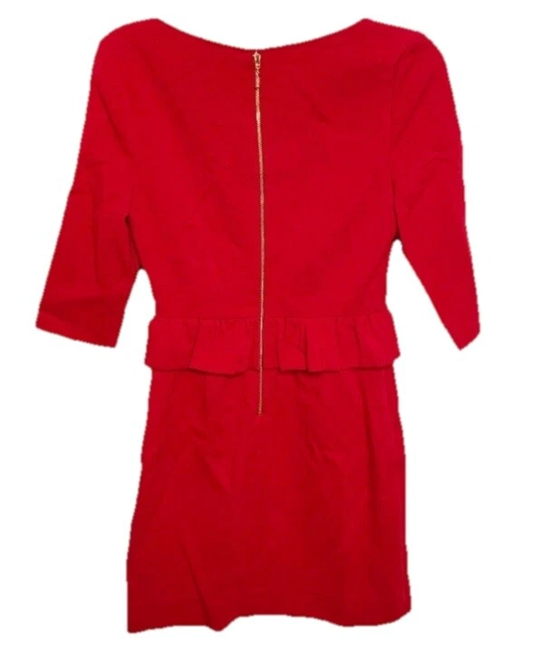 Abito rosso Mary Kate Spade taglia 2 nuovo con etichette $398 tutto avvolto vestito peplo manica a gomito