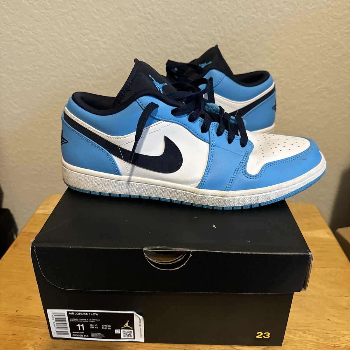 Size 11 Jordan Low UNC 2021 Black/University Blue/White