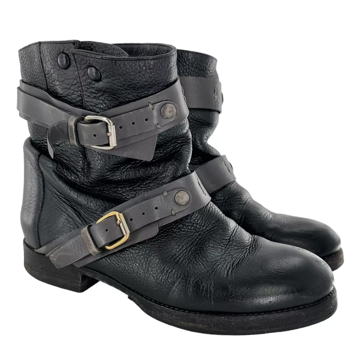 Double buckle ankle boots sales