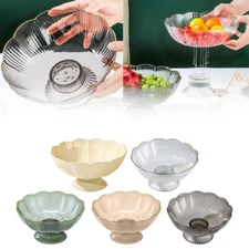Modern Floral Salad Bowl Fruit Trifle Serving Dish with Base Party Snack Bowl TR