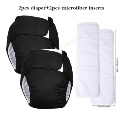 4Pcs Set 2 Adult Urine Pants + 2 Urine Pads, Washable Adult Cloth Urine Pants