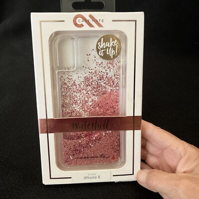 Case-Mate Waterfall Glitter Case for iPhone X CLEAR ROSE GOLD PINK