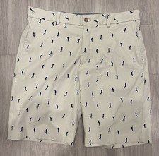 Walter Hagen 11 Majors Golf Short Men's Size 36 Beige Golf Clubs All Over Print