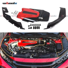 FOR 2016-21 CIVIC 1.5T JDM RED BLK TYPE-R STYLE ENGINE COVER + SIDE PANEL COVER
