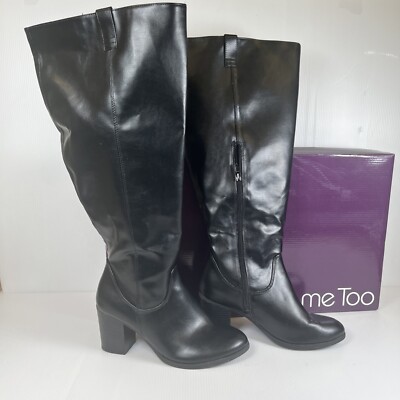 Me Too Black Leather Boots, Size 8