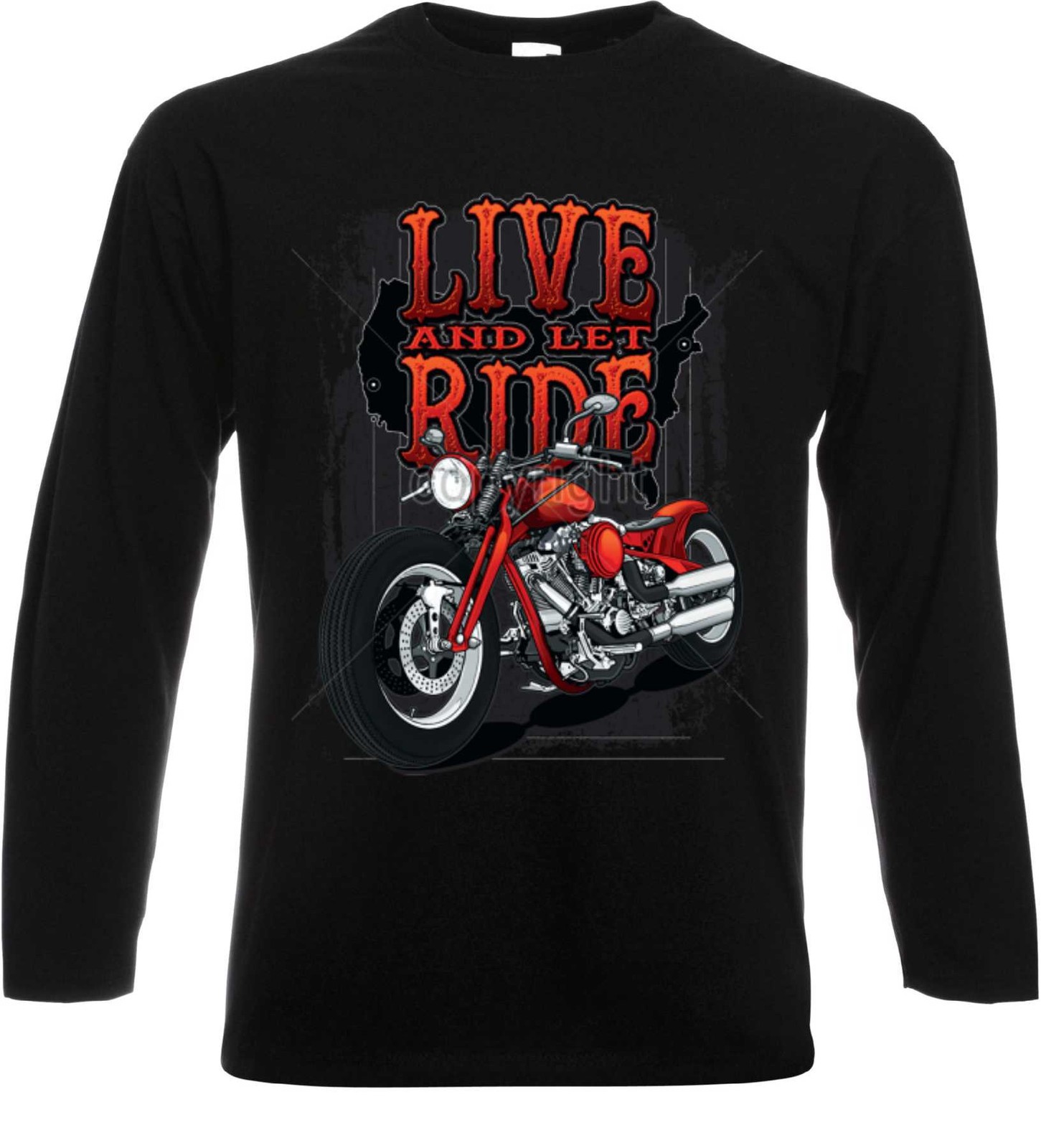 ALTRA Maglia manica lunga manica lunga biker chopper&motivo moto modello Live and let ride