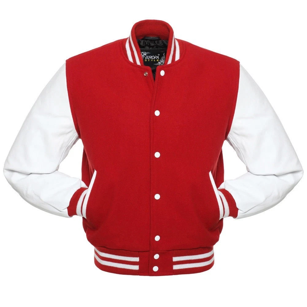 Red Black Maroon Blue Pink Wool Baseball Varsity Jackets White Real Leather Arms