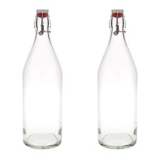 Clip Top Bottles Glass Beverage Water Airtight Preserve Swing Top 1 Litre 2 Pack