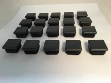 GLIDE PLUGS 1-1/8"x1-1/8" (20) SQUARE PLASTIC RIBBED END FOR 14-20 GA. TUBING